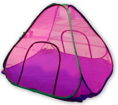 grean Polyester Adults Washable Double Bed with Base Foldable Mosquito Net(Pink, Tent)