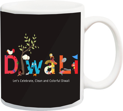 

ME&YOU Special Gifts For Diwali Happy Deepawali Gift For Parents Grand Father Grand Mother Sister Brother (IZ17-VK-MU-0101) Printed Ceramic Mug(325 ml), Multicolor