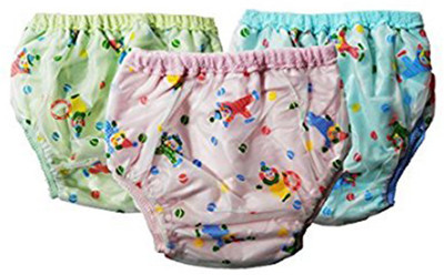 

Wonder Star Premium Quality Multicolor Reusable Dippers pants for small baby. Outside Printed PVC Waterproof plastic & Cotton inside. Diaper for 6-12 Months babies Pack Of 3Multicolor. (Assorted Mix color & Design, Blue;green;pink