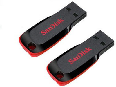 

SanDisk Cruzer Blade Pack of 2 32 GB Pen Drive(Black, Red)