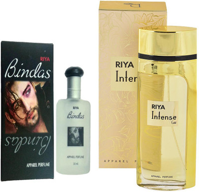 

Riya INTENSE GOLD PERFUME 80 ML +BINDAS BLACK PERFUME 30 ML Eau de Parfum - 80 ml(For Men & Women)