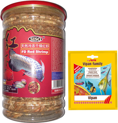 

ROYAL PET SISO FD Red Shrimp 220g With (Sera Vipan Family Pouch "FREE") | Easy Absorb & Colour | High Protein | Shrimp 220 g Dry Fish Food