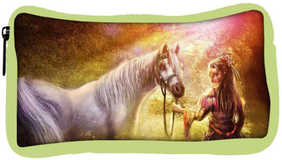 

Snoogg Eco Friendly Canvas Girl Horse Wood Art Designer Student Pen Pencil Case Coin Purse Pouch Cosmetic Makeup Bag (GREEN) Pouch(Multicolor)
