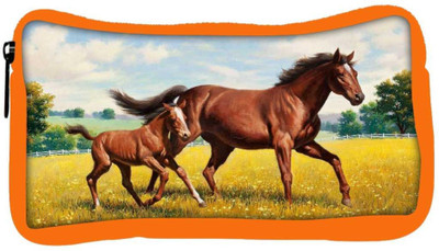 

Snoogg Eco Friendly Canvas Parental Horse Designer Student Pen Pencil Case Coin Purse Pouch Cosmetic Makeup Bag (ORANGE) Pouch(Multicolor)