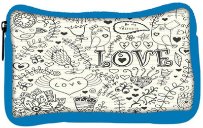 

Snoogg Eco Friendly Canvas Love Birds White Pattern Designer Student Pen Pencil Case Coin Purse Pouch Cosmetic Makeup Bag (BLUE) Pouch(Multicolor)