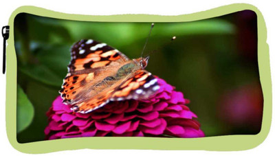 

Snoogg Eco Friendly Canvas Butterfly In Pink Flower Designer Student Pen Pencil Case Coin Purse Pouch Cosmetic Makeup Bag (GREEN) Pouch(Multicolor)