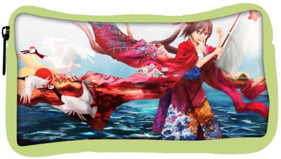 

Snoogg Eco Friendly Canvas Kisuki Designer Student Pen Pencil Case Coin Purse Pouch Cosmetic Makeup Bag (GREEN) Pouch(Multicolor)