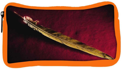 

Snoogg Eco Friendly Canvas Single Feather Designer Student Pen Pencil Case Coin Purse Pouch Cosmetic Makeup Bag (ORANGE) Pouch(Multicolor)