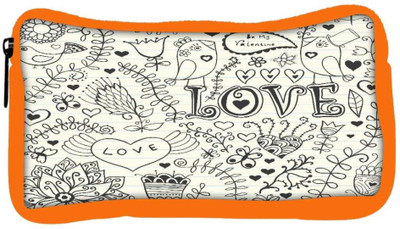 

Snoogg Eco Friendly Canvas Love Birds White Pattern Designer Student Pen Pencil Case Coin Purse Pouch Cosmetic Makeup Bag (ORANGE) Pouch(Multicolor)