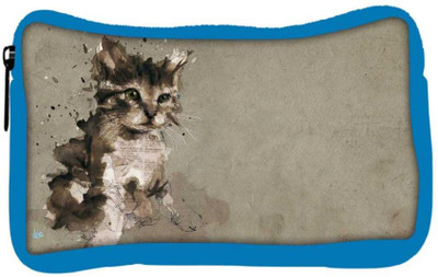 

Snoogg Eco Friendly Canvas Abstract Cat Designer Student Pen Pencil Case Coin Purse Pouch Cosmetic Makeup Bag (BLUE) Pouch(Multicolor)