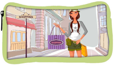 

Snoogg Eco Friendly Canvas Girl Shopping Designer Student Pen Pencil Case Coin Purse Pouch Cosmetic Makeup Bag (GREEN) Pouch(Multicolor)