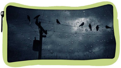 

Snoogg Eco Friendly Canvas Crows In The Rain Designer Student Pen Pencil Case Coin Purse Pouch Cosmetic Makeup Bag (GREEN) Pouch(Multicolor)