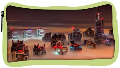 

Snoogg Eco Friendly Canvas Fog In The Top Of Building Designer Student Pen Pencil Case Coin Purse Pouch Cosmetic Makeup Bag (GREEN) Pouch(Multicolor)