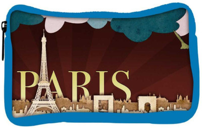 

Snoogg Eco Friendly Canvas Paper Paris Designer Student Pen Pencil Case Coin Purse Pouch Cosmetic Makeup Bag (BLUE) Pouch(Multicolor)