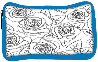 

Snoogg Eco Friendly Canvas Black Roses White Pattern Designer Student Pen Pencil Case Coin Purse Pouch Cosmetic Makeup Bag (BLUE) Pouch(Multicolor)
