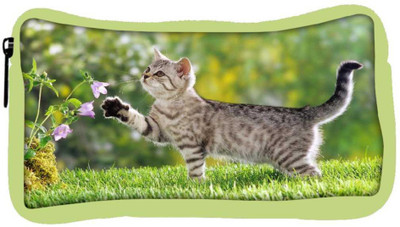 

Snoogg Eco Friendly Canvas Cat Playing Designer Student Pen Pencil Case Coin Purse Pouch Cosmetic Makeup Bag (GREEN) Pouch(Multicolor)