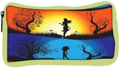 

Snoogg Eco Friendly Canvas Abstract Illustration Student Pen Pencil Case Coin Purse Pouch Cosmetic Makeup Bag (GREEN) Pouch(Multicolor)