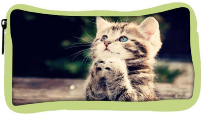 

Snoogg Eco Friendly Canvas Cat Praying Designer Student Pen Pencil Case Coin Purse Pouch Cosmetic Makeup Bag (GREEN) Pouch(Multicolor)