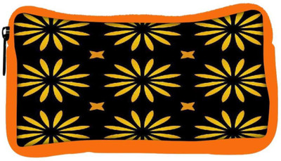 

Snoogg Eco Friendly Canvas Yellow Flower Black Pattern Designer Student Pen Pencil Case Coin Purse Pouch Cosmetic Makeup Bag (ORANGE) Pouch(Multicolor)
