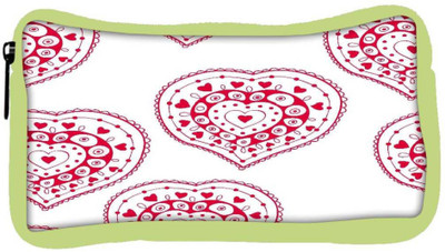 

Snoogg Eco Friendly Canvas Red Heart White Pattern Designer Student Pen Pencil Case Coin Purse Pouch Cosmetic Makeup Bag (GREEN) Pouch(Multicolor)