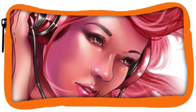 

Snoogg Eco Friendly Canvas Girl With Headphones Designer Student Pen Pencil Case Coin Purse Pouch Cosmetic Makeup Bag (ORANGE) Pouch(Multicolor)