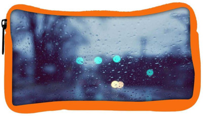 

Snoogg Eco Friendly Canvas Water Drops On The Window Designer Student Pen Pencil Case Coin Purse Pouch Cosmetic Makeup Bag (ORANGE) Pouch(Multicolor)