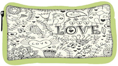 

Snoogg Eco Friendly Canvas Love Birds White Pattern Designer Student Pen Pencil Case Coin Purse Pouch Cosmetic Makeup Bag (GREEN) Pouch(Multicolor)