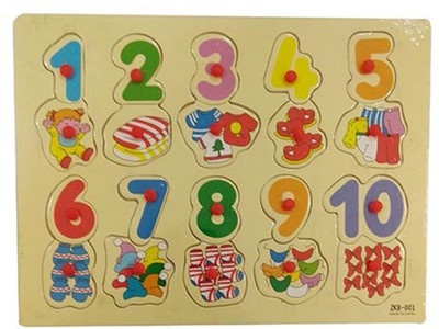 

HickoryDickoryBox 1 to 10 Wooden Number with Picture Tray with Knobs, Multi Color(1 Pieces)