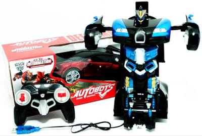 

Variety Gift Centre 2 In 1 Deformation Autobots Transformers Radio Control Bugatti Style Car Rechargeble(Blue)