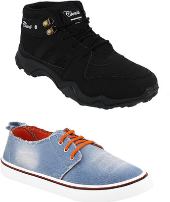 

Chevit Men's Combo Pack of 2 Casual & Sports Shoes (Sneakers & Running Shoes & Training & Gym Shoes) Running Shoes For Men(Black, Blue