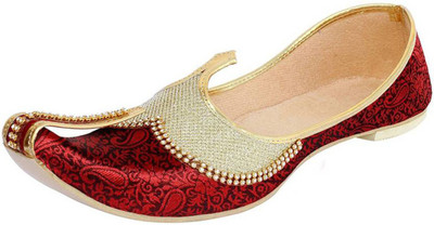 

Jodhana Royal Red Ethnic Mojaris For Men(Red, Gold