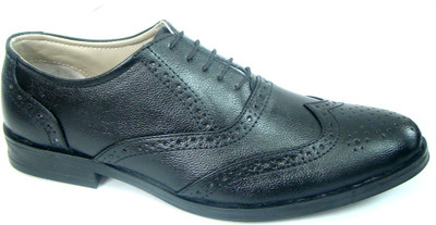 

ASM Black Brouge Synthetic Leather Shoes Derby For Men(Black