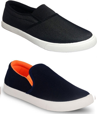 

JETTER Slip On Sneakers For Men(Black, Orange