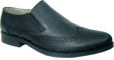 

ASM Black Brouge Slip On Synthetic Leather Shoes Slip On For Men(Black