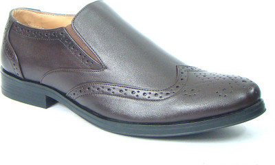 

ASM Brown Brogue Slip On Synthetic Leather Shoes Slip On For Men(Brown