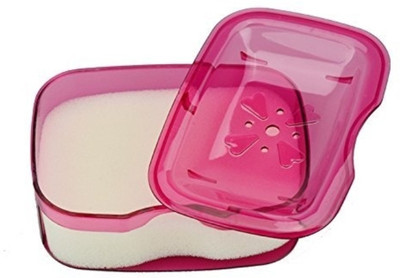 

Swarish Transparent Soap Holder Box Case Organizer With Spongy(Multicolor)