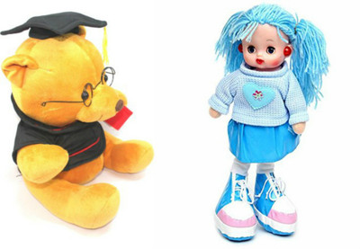 

Deals India Scholar Teddy (20 cm) and Musical doll (30 cm) Combo Set of 2 - 20 cm(Multicolor)