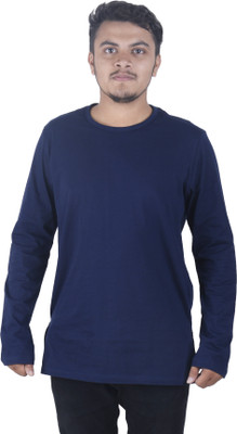 Dfine Solid Men Round Neck Blue T-Shirt Flipkart