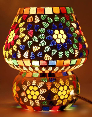 Gojeeva New Decorative Mosaic Table Lamp With High Qaulity Glass & Multi Color Night Lamp(30.48 cm, Multicolor)