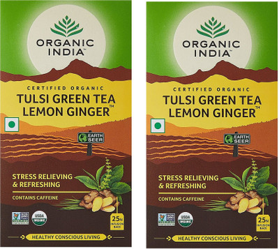 

Organic India Tulsi Green Tea Lemon, Ginger Tea Bags Box(25 Bags)