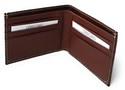 

11e Men Brown Artificial Leather Wallet(6 Card Slots)