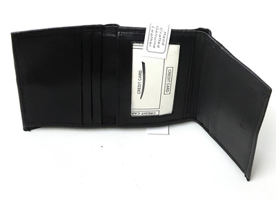 

11e Men Black Genuine Leather Wallet(8 Card Slots)