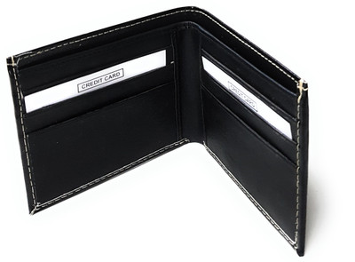 

11e Men Black Artificial Leather Wallet(6 Card Slots)