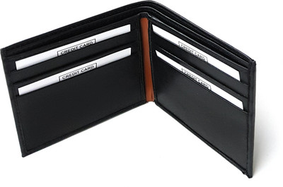 

11e Men Black Artificial Leather Wallet(6 Card Slots)