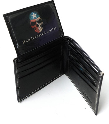 

11e Men Black Artificial Leather Wallet(7 Card Slots)