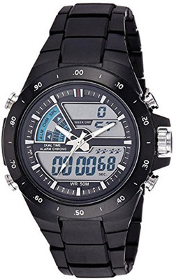 

ShopyBucket D2 Waterproof Dual Time Analogue Digital LED- Black Watch - For Men