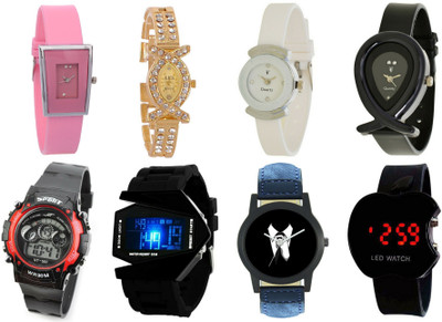 

NUBELA Family Mix Stylish Combo of 8 Analog-Digital NFSG3 Watch - For Men & Women