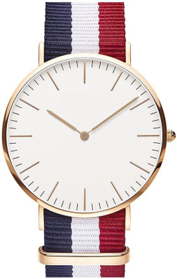 

NUBELA New Red White And Blue Color Strap Watch - For Men & Women