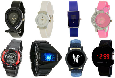 

NUBELA Family Mix Stylish Combo of 8 Analog-Digital NFS11 Watch - For Men & Women