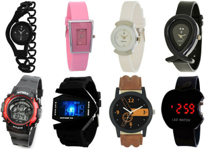 

NUBELA Family Mix Stylish Combo of 8 Analog-Digital NFSG1 Watch - For Men & Women